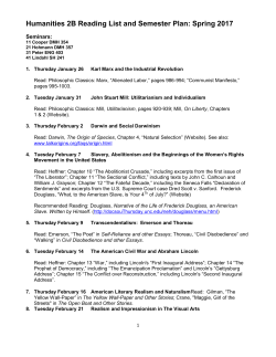 HUM 2B, Reading List Final Draft