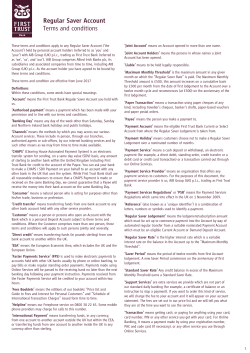 Regular Saver Terms and Conditions