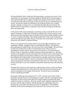 Poverty: a Historical Context During prehistoric times, at the start of