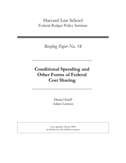 Conditional Spending and Other Forms of Federal Cost Sharing