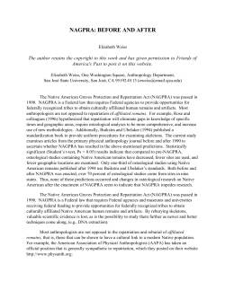 nagpra: before and after - Friends of America`s Past