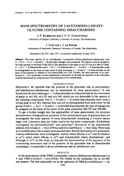 mass spect`rometry of 2-acetamido-zdeoxy