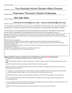The Graduate School /Student Affairs Division Charmane Thurmand