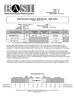 Adult Summary Report: BASI Survey
