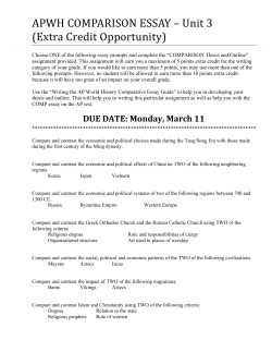 APWH COMPARISON ESSAY &ndash; Unit 3 (Extra Credit Opportunity)