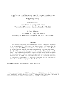 Algebraic nonlinearity and its applications to cryptography