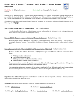 US History 1 Honors - Morris Hills Regional District