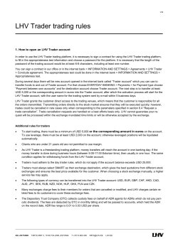 LHV Trader trading rules