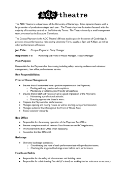 Job Title: Corpus Playroom Duty Manager Key