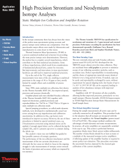 High Precision Strontium and Neodymium Isotope Analyses