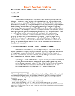 Draft: Not for citation - University of Toronto Faculty of Law