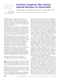 Persistent Symptoms After Elective Sigmoid Resection for Diverticulitis