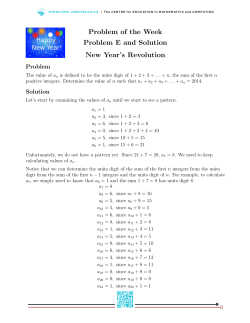 Problem of the Week Problem E and Solution New Year`s Revolution