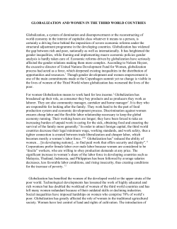 GLOBALIZATION AND WOMEN IN THE THIRD WORLD