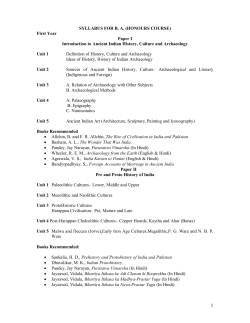 SYLLABUS FOR B. A. (HONOURS COURSE) First Year Paper I