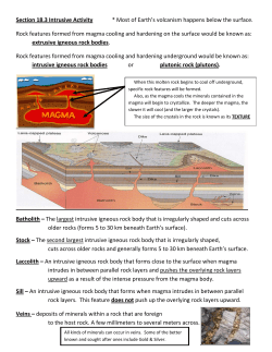 Section 18.3 Intrusive Activity * Most of Earth`s volcanism happens