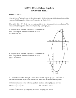 MATH 1314 - College Algebra Review for Test 2