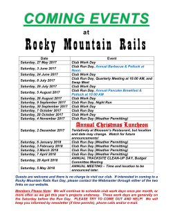 Coming Events - Rocky Mountain Rails