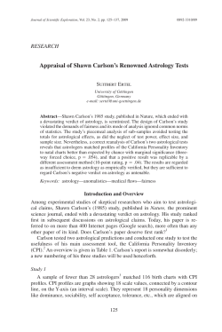 Appraisal of Shawn Carlson`s Renowned Astrology