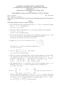 Specimen Question Paper - Madhava Mathematics Competition