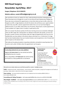 Mill Road Surgery Newsletter April/May 2017