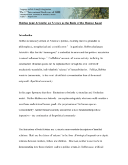 Hobbes (and Aristotle) on Science as the Basis of the
