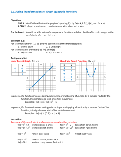 2.1A Using Transformations to Graph Quadratic Functions