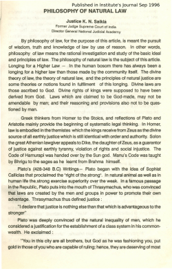 PHILOSOPHY OF NATURAL LAW