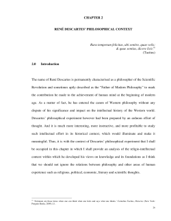 CHAPTER 2 REN&Eacute; DESCARTES` PHILOSOPHICAL CONTEXT