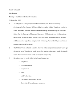 Joseph Talbot, 28 Mrs. Kragen Reading&mdash;The Phantom Tollbooth