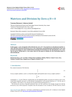 Matrices and Division by Zero z/0 = 0