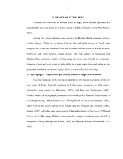 4 II. REVIEW OF LITERATURE Estuaries are considered as nutrient