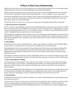 8 Ways to Ruin Your Relationship