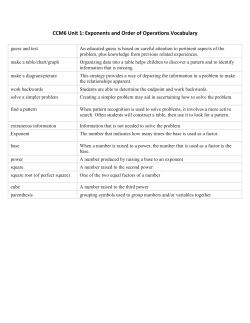 Exponents and Order of Operations Vocabulary