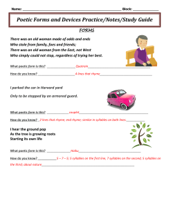 Poetic Forms and Devices Practice/Notes/Study Guide