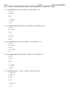 Assignment 8.1 - Direct and Inverse Variation Solutions