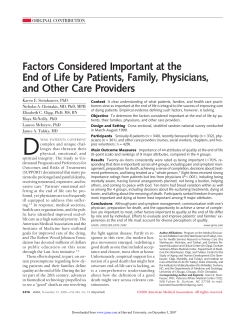 Factors Considered Important at the End of Life by Patients, Family