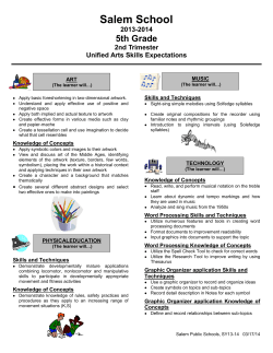 Salem School 2013-2014 5th Grade 2nd Trimester Unified Arts