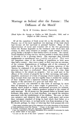 Marriage m Ireland after the Famine : The Diffusion of the