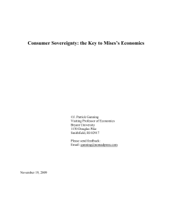 Consumer Sovereignty: the Key to Mises`s Economics