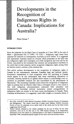 Developments in the Recognition of Indigenous Rights in