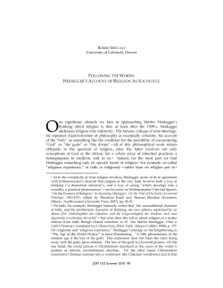 Following the Words: Heidegger`s Account of Religion as Nachfolge