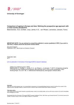 University of Groningen Comparison of ageing in Europe and