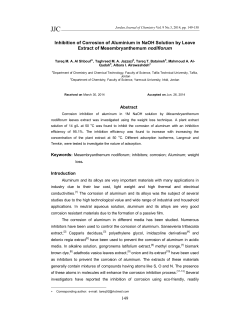 149 Inhibition of Corrosion of Aluminium in NaOH Solution by Leave