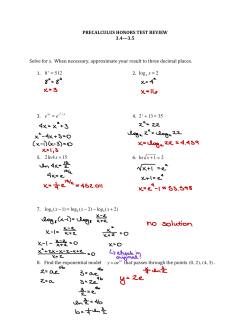 PRECALCULUS HONORS TEST REVIEW 3.4&mdash;3.5