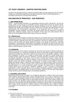10th ECOSY CONGRESS &ndash; ADOPTED POSITION PAPER