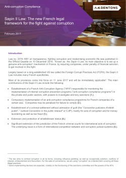 Sapin II Law: The new French legal framework for the fight