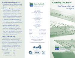 Knowing the Score - Maine Highlands Federal Credit Union