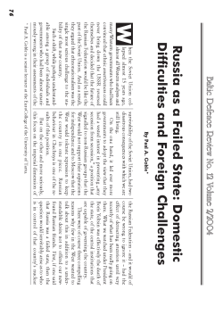 Russia as a Failed State: Domestic Difficulties and Foreign