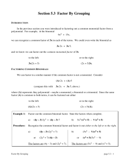 Section 5.3 Factor By Grouping